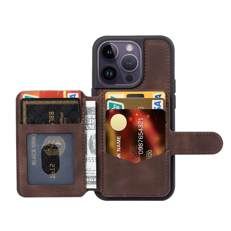 Shockproof RFID Blocking Case for iPhone 12 Pro Max 6.7 inch PU Leather TPU Phone Shell with Card Holder - Coffee