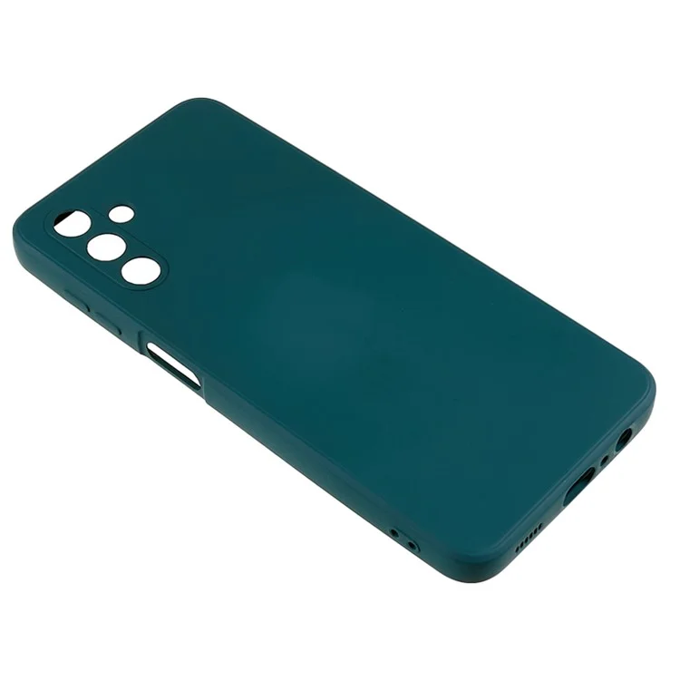 For Samsung Galaxy A13 5G Rubberized Phone Case Soft TPU Fiber Lining Cushion Shockproof Cover - Army Green