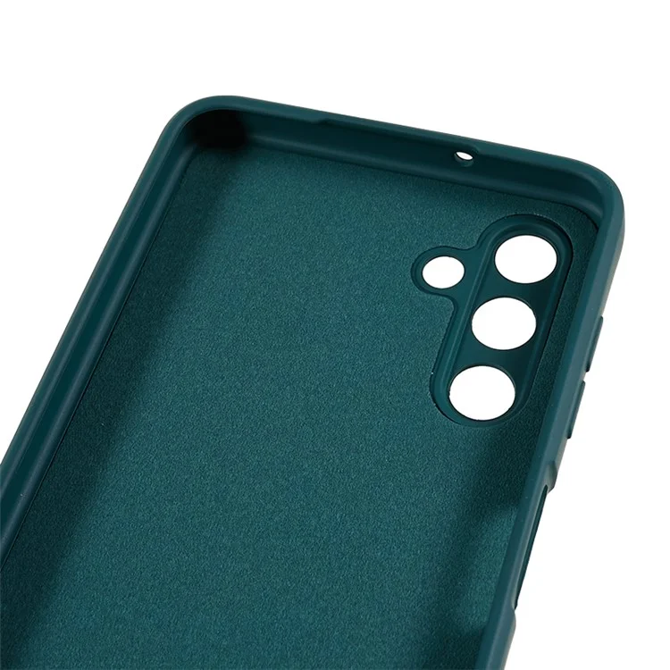 For Samsung Galaxy A13 5G Rubberized Phone Case Soft TPU Fiber Lining Cushion Shockproof Cover - Army Green
