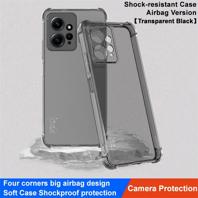 IMAK Для Xiaomi Redmi Note 12 4G Ударопрочный чехол с подушками безопасности Clear Phone Case Soft TPU Back Protective Cover - Прозрачный черный