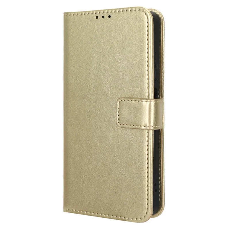 For TECNO Spark 10 4G PU Leather Wallet Case Crazy Horse Texture Stand Flip Phone Cover - Gold