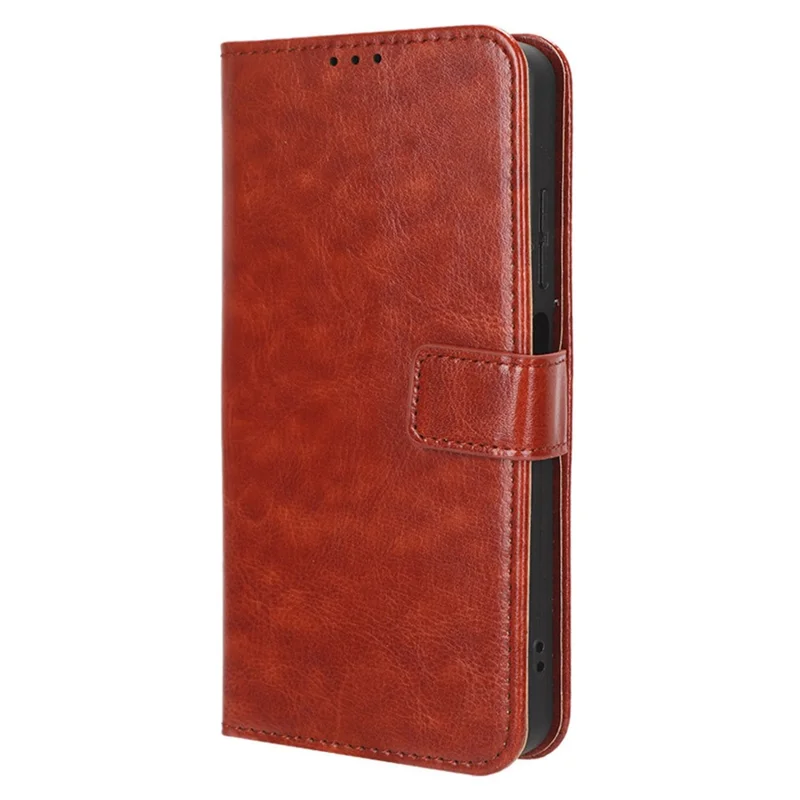 For TECNO Spark 10 4G PU Leather Wallet Case Crazy Horse Texture Stand Flip Phone Cover - Brown