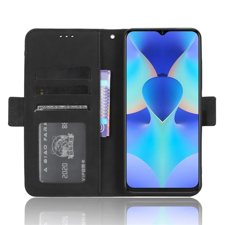 Para TECNO Spark 10 4G Funda de cuero con tapa Funda de teléfono con múltiples ranuras para tarjetas Funda con tapa - Negro