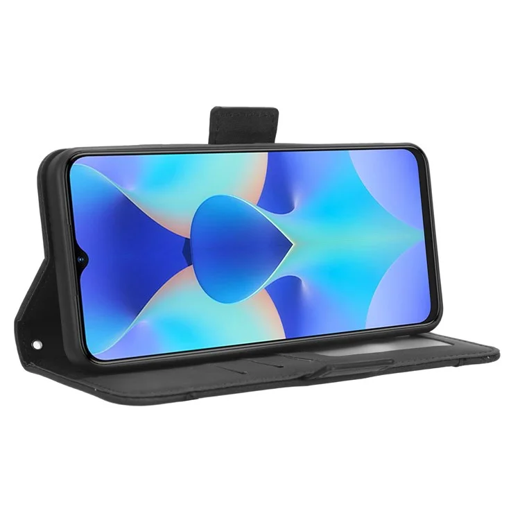 Para TECNO Spark 10 4G Funda de cuero con tapa Funda de teléfono con múltiples ranuras para tarjetas Funda con tapa - Negro