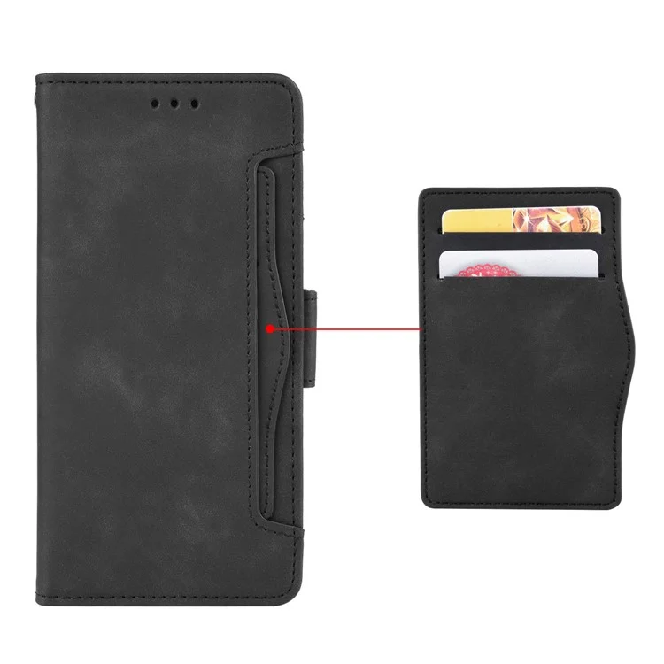 Para TECNO Spark 10 4G Funda de cuero con tapa Funda de teléfono con múltiples ranuras para tarjetas Funda con tapa - Negro