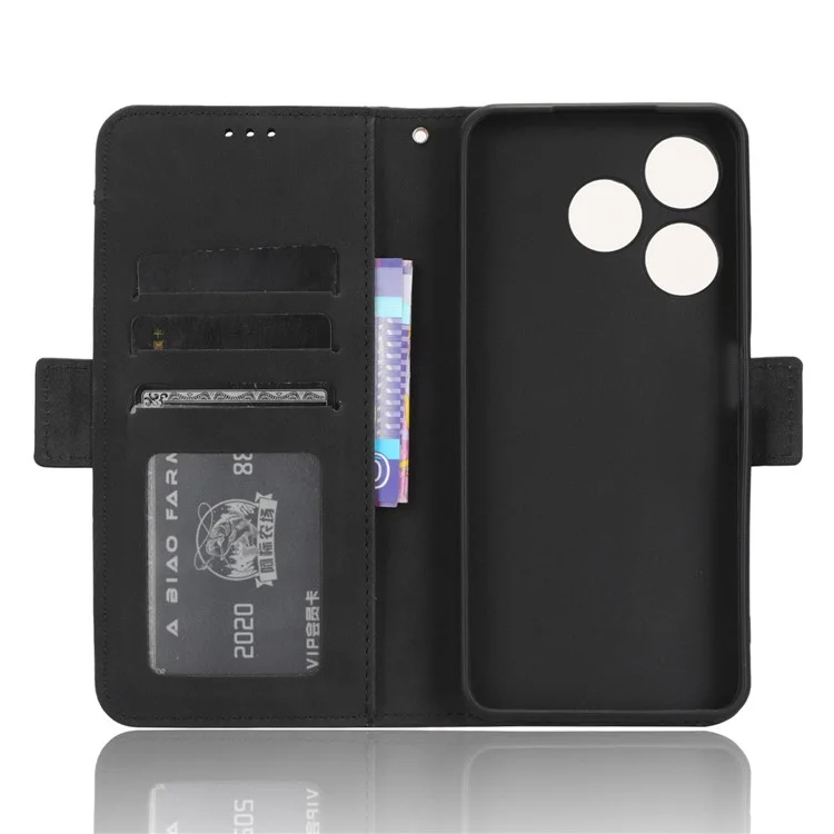 Para TECNO Spark 10 4G Funda de cuero con tapa Funda de teléfono con múltiples ranuras para tarjetas Funda con tapa - Negro
