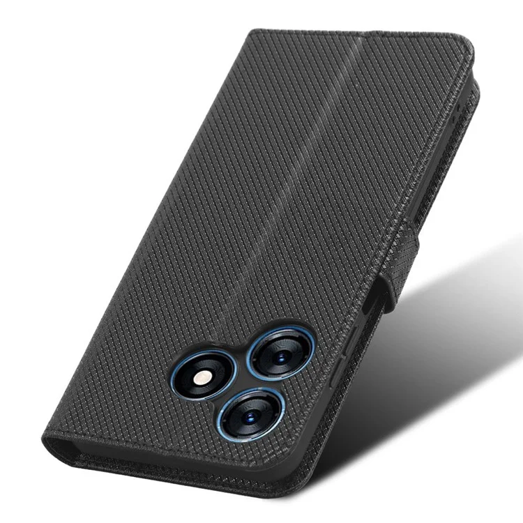 Para TECNO Spark 10 4G Folio Leather Protective Phone Cover Stand Diamond Texture Flip Wallet Case - Preto