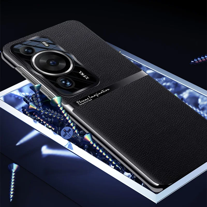 Чехол для Huawei P60 Pro, ударопрочный, ПК и ПУ-кожа, защитный чехол для смартфона - зеленый