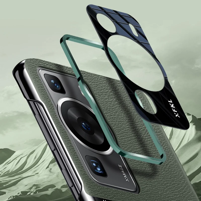 Чехол для Huawei P60 Pro, ударопрочный, ПК и ПУ-кожа, защитный чехол для смартфона - зеленый