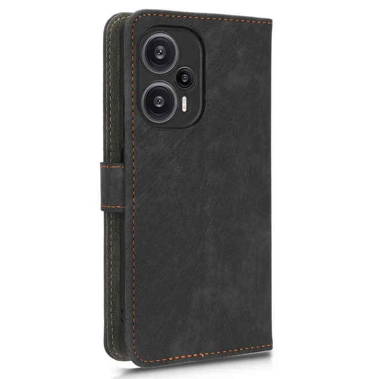Para Xiaomi Redmi Note 12 Turbo 5G / Poco F5 5G Funda de teléfono con soporte de piel de PU con bloqueo RFID y correa - Negro
