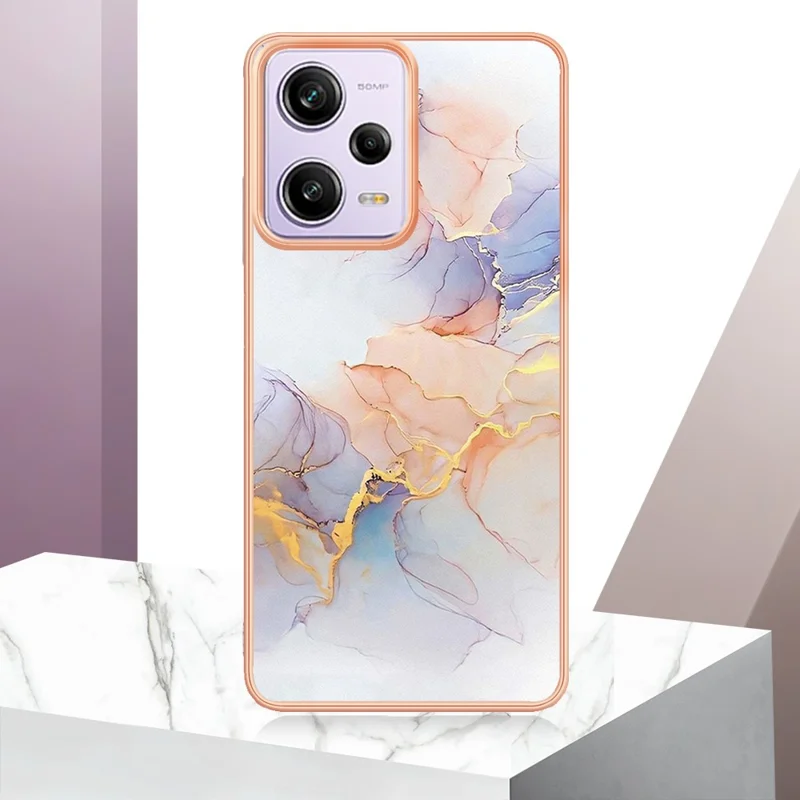 YB IMD Series-1 per Xiaomi Redmi Note 12 Pro 5G / Poco X5 Pro 5G / Redmi Note 12 Pro Speed 5G Marble Floral Pattern Phone Case TPU Cover - Milky Way Marble White