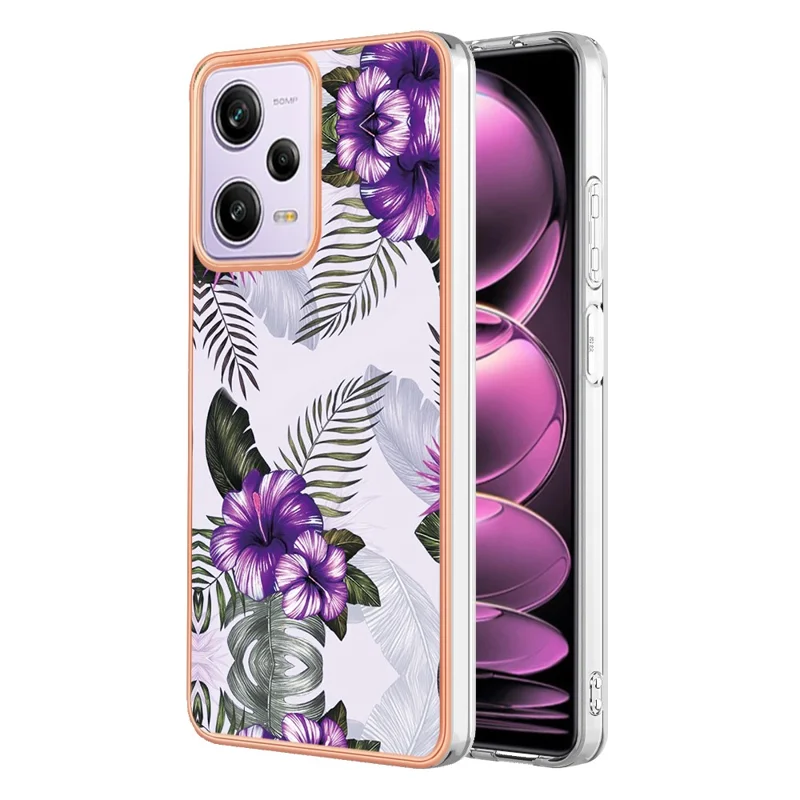 For Xiaomi Redmi Note 12 Pro 5G / Poco X5 Pro 5G / Note 12 Pro Speed 5G Case IMD Marble Flower Pattern TPU Back Cover - Purple Flower
