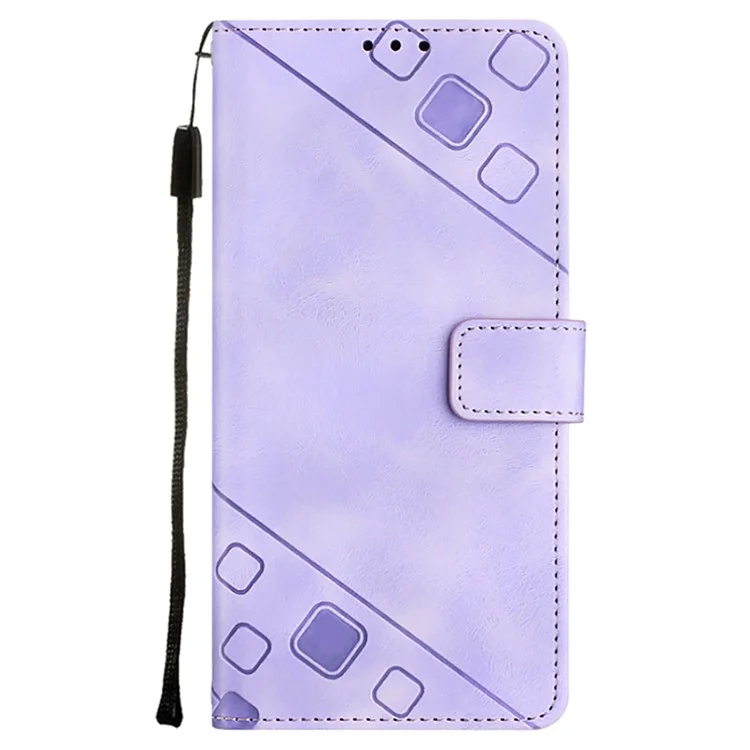 PT005 YB Imprinting Series-6 para Honor X8a 4G Funda Protectora de Cuero y Soporte Tipo Billetera para Teléfono - Púrpura Claro