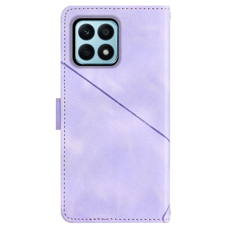 PT005 YB Imprinting Series-6 para Honor X8a 4G Funda Protectora de Cuero y Soporte Tipo Billetera para Teléfono - Púrpura Claro