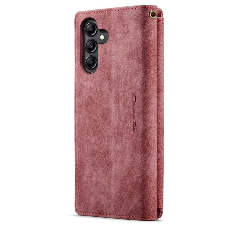 CASEME C30 Series para Samsung Galaxy A24 4G (162,1 x 77,6 x 8,3 mm) Funda de Teléfono de Piel de PU con Soporte y Cremallera, 10 Ranuras para Tarjetas y Billetera - Rojo