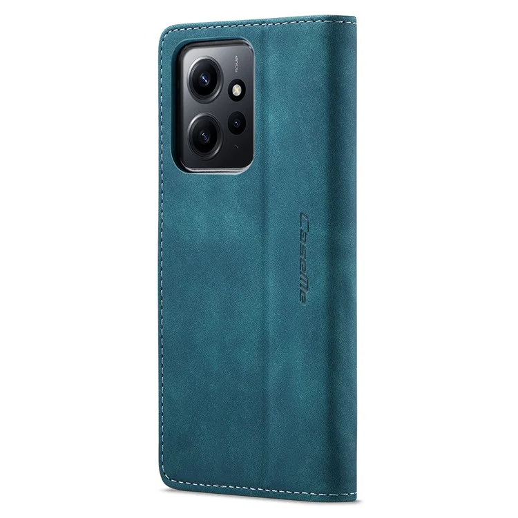 CASEME 013 Series Para Xiaomi Redmi Note 12 4G Capa de Celular em Couro PU com Suporte Anti-queda - Azul
