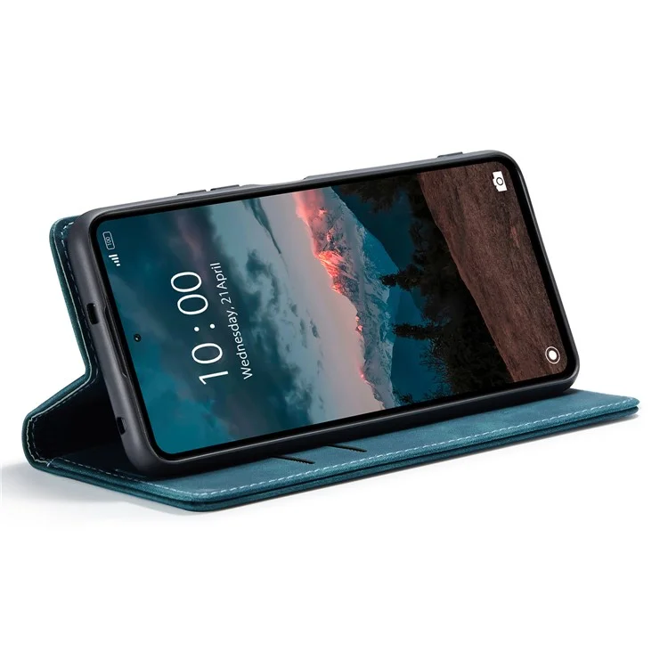 CASEME 013 Series Para Xiaomi Redmi Note 12 4G Capa de Celular em Couro PU com Suporte Anti-queda - Azul