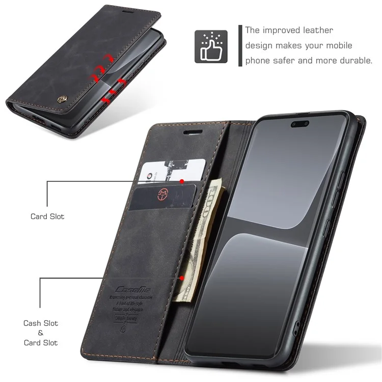 CASEME 013 Серия для Xiaomi 13 Lite / Civi 2 5G Чехол-книжка Кожаный Чехол-подставка - Черный