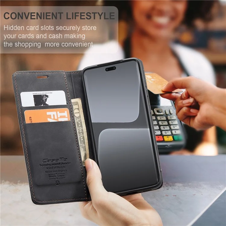 CASEME 013 Серия для Xiaomi 13 Lite / Civi 2 5G Чехол-книжка Кожаный Чехол-подставка - Черный