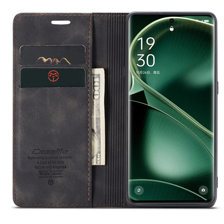 CASEME 013 Серия для Oppo Find X6 Чехол-книжка из искусственной кожи с подставкой и защитой - Черный