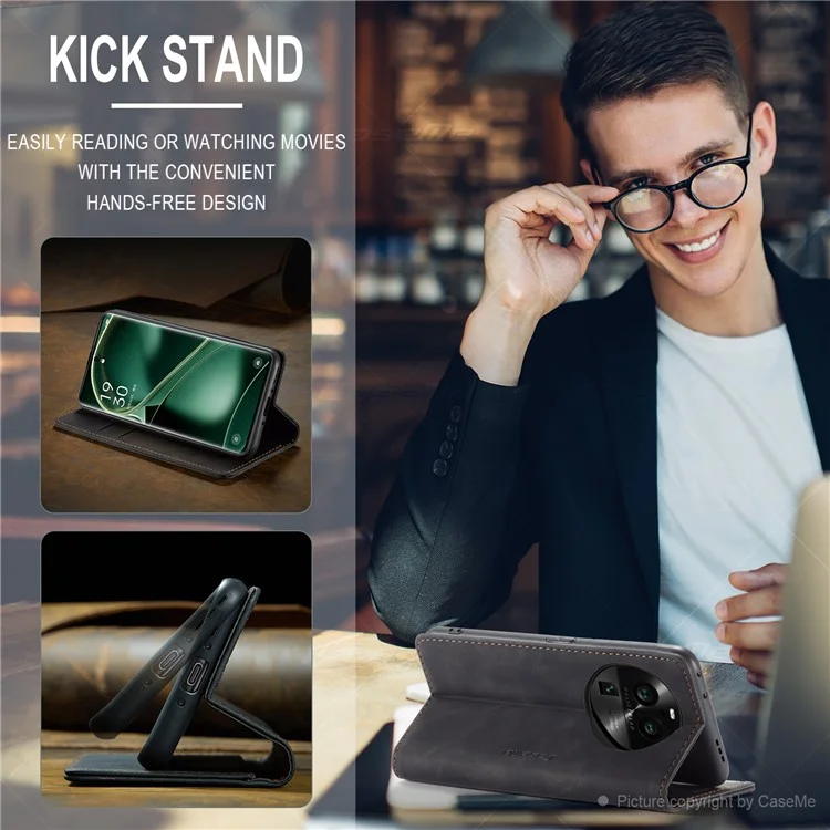 CASEME 013 Серия для Oppo Find X6 Чехол-книжка из искусственной кожи с подставкой и защитой - Черный