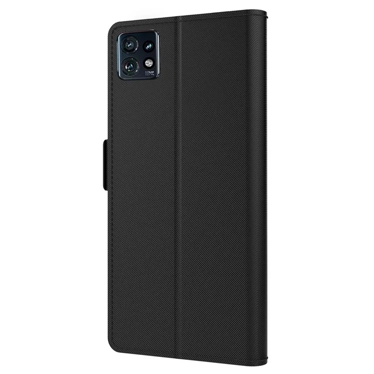 Capa Flip de Couro para Motorola Edge 40 Pro 5G / Moto X40 5G Shell com Suporte de Cartão de Espelho - Preta