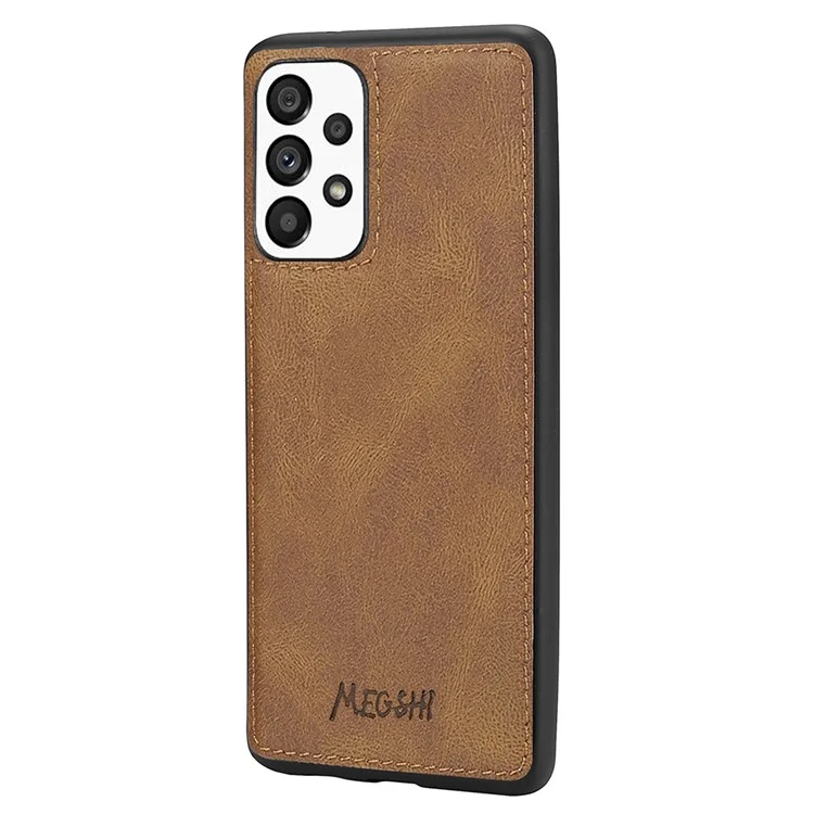 MEGSHI 017 Serie für Samsung Galaxy A33 5G Abnehmbare Magnet Cover Reißverschluss-Geldbörse PU-Leder Flip-Case mit Handschlaufe - Braun