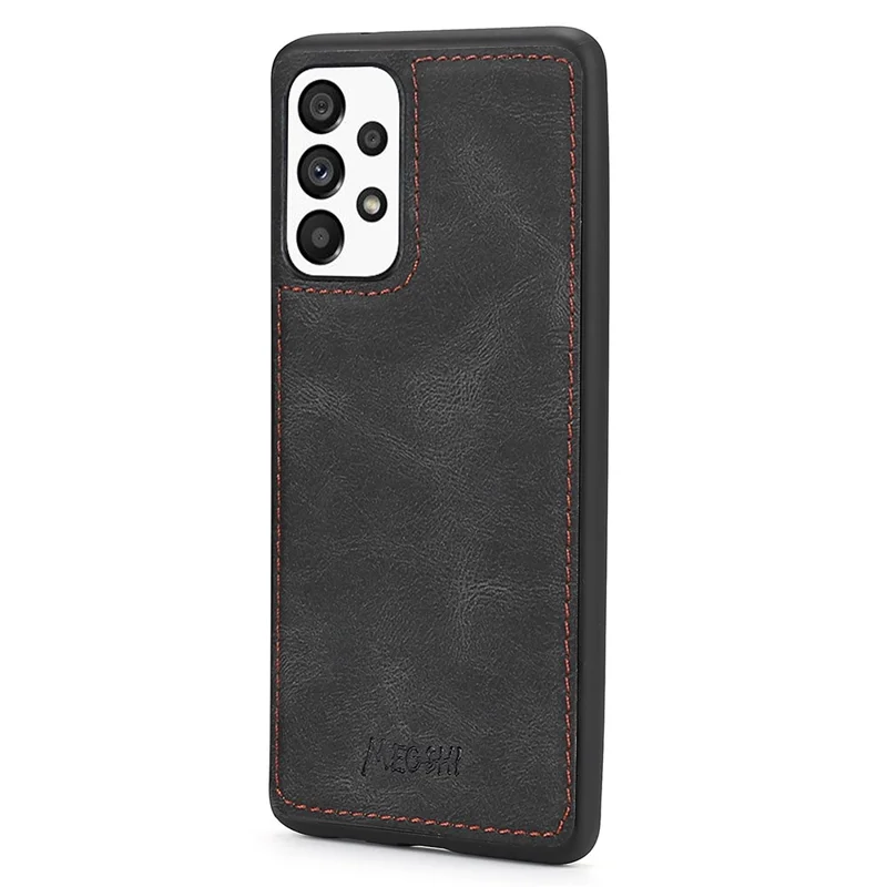MEGSHI 017 Series For Samsung Galaxy A32 4G (EU Version) Detachable Leather Case Magnetic Absorption Zippered Wallet Shockproof Cover - Black
