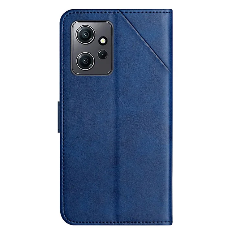Для Xiaomi Redmi Note 12 4G Line Imprinting Solid Color PU Leather Stand Case Wallet Phone Cover with Strap - Blue