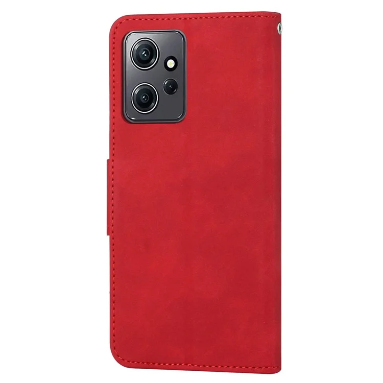 Para Xiaomi Redmi Note 12 4G Solid Color PU Leather Phone Case Stand Wallet Flip Cover with Strap - Red