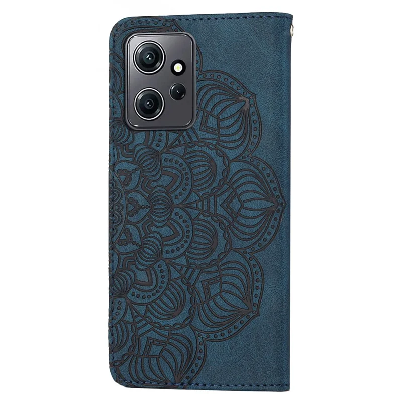 For Xiaomi Redmi Note 12 4G PU Leather Mandala Flower Imprinted Phone Case Wallet Stand Flip Cover - Blue