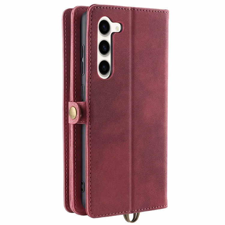 MEGSHI 021 Series For Samsung Galaxy S23 Phone Stand Cover Removable Leather Shell Wallet Magnetic Phone Case - Red