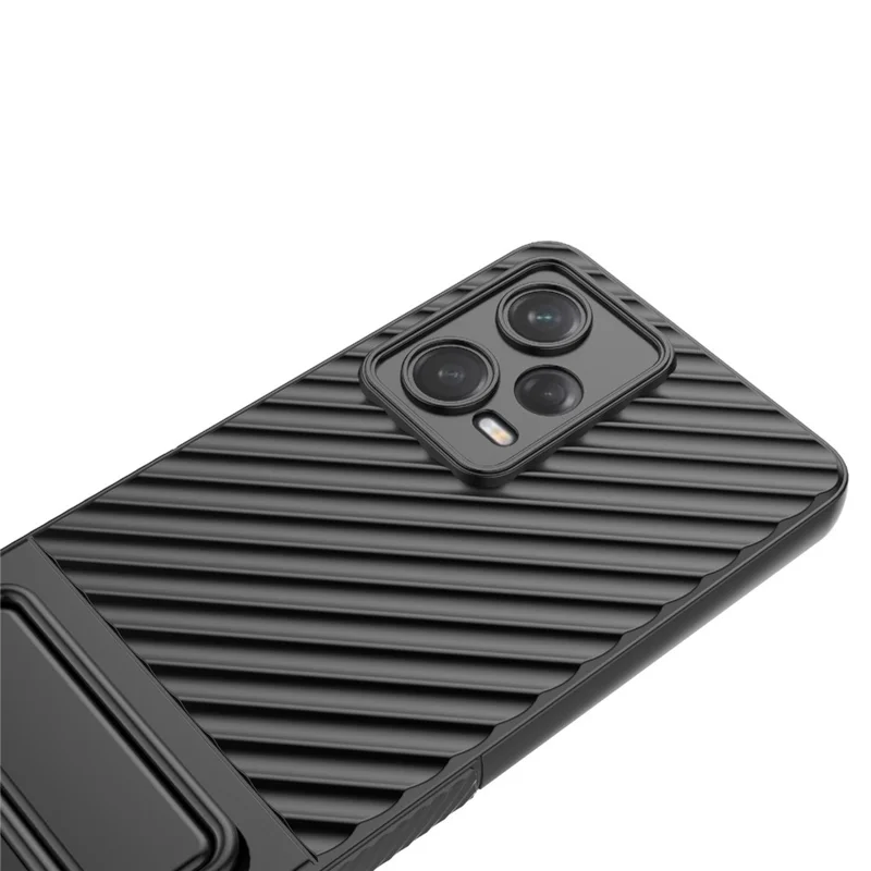 For Xiaomi Redmi Note 12 Pro 5G Rugged Phone Case Kickstand Anti-scratch Soft TPU Cover - Black