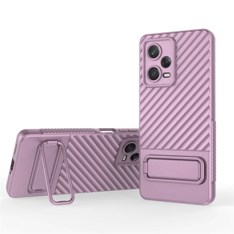 For Xiaomi Redmi Note 12 Pro 5G Rugged Phone Case Kickstand Anti-scratch Soft TPU Cover - Light Purple