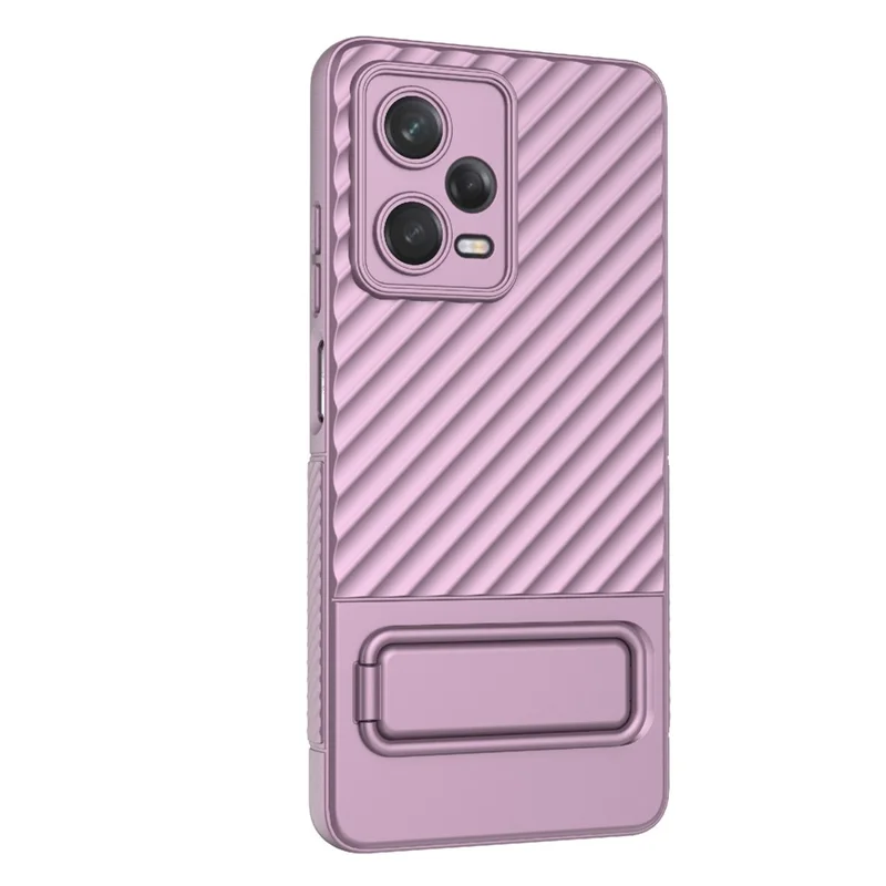 For Xiaomi Redmi Note 12 Pro 5G Rugged Phone Case Kickstand Anti-scratch Soft TPU Cover - Light Purple