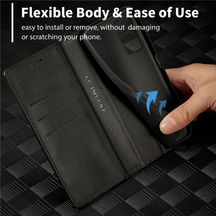 LC.IMEEKE Per Xiaomi Redmi Note 12 Pro 4G / Note 11 Pro 4G (Mediatek) / 5G (Qualcomm) Custodia Portafoglio in Pelle PU con Texture in Fibra di Carbonio - Righe Orizzontali