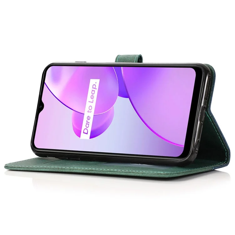 Для Xiaomi Poco X5 Pro 5G / Redmi Note 12 Pro Speed 5G / 12 Pro 5G Anti-drop Stand Case Splicing PU Leather Wallet Phone Cover - Синий / Зеленый