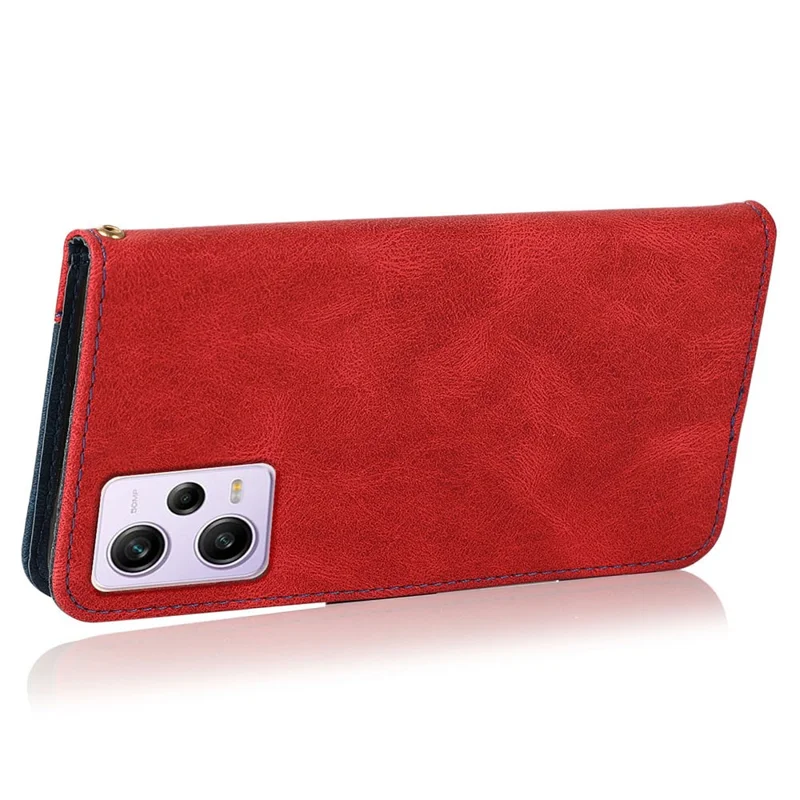 Für Xiaomi Poco X5 Pro 5G / Redmi Note 12 Pro Speed 5G / 12 Pro 5G Anti-Drop-Ständer-Etui Splicing PU-Leder-Brieftaschen-Handyhülle - Rot / Blau