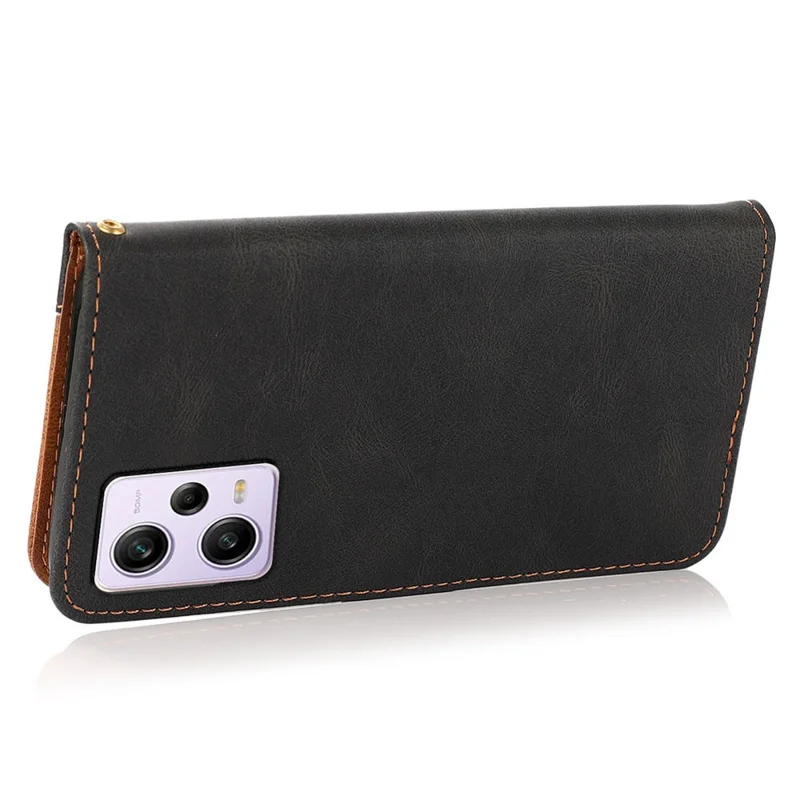 Para Xiaomi Poco X5 Pro 5G / Redmi Note 12 Pro Speed 5G / 12 Pro 5G Anti-queda Stand Case Splicing PU Leather Wallet Phone Cover - Preto / Marrom