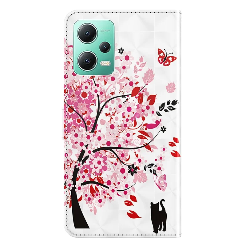 For Xiaomi Redmi Note 12 5G (China) / (India) / (Global) / Poco X5 5G Leather Phone Case 3D Pattern Printing Stand Wallet Cover - Wish Tree