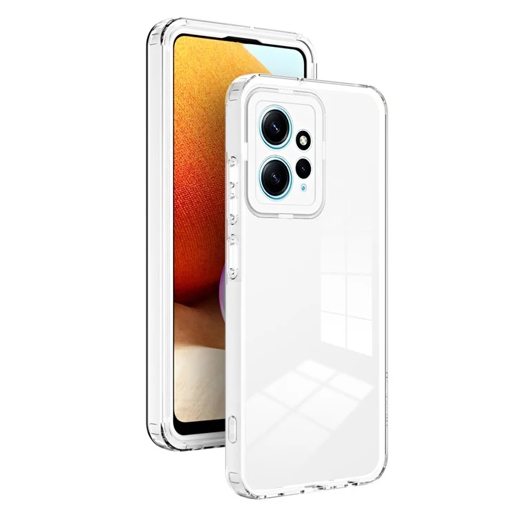 Für Xiaomi Redmi Note 12 4G TPU-Rückenplatte + PC-Rahmen + PC-Kameraringgehäuse 3-in-1-Transparente Abdeckung - Weiß
