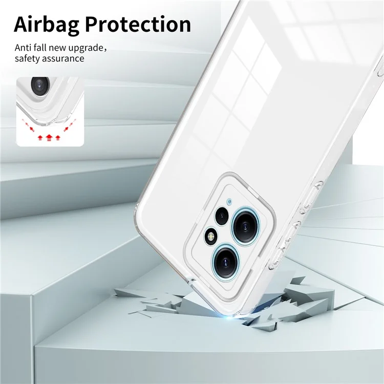 Für Xiaomi Redmi Note 12 4G TPU-Rückenplatte + PC-Rahmen + PC-Kameraringgehäuse 3-in-1-Transparente Abdeckung - Weiß