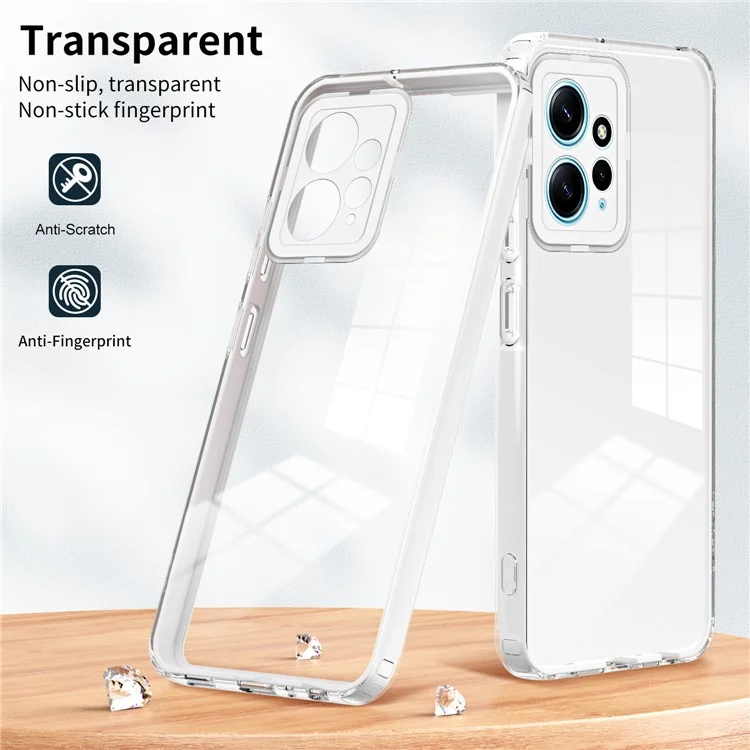 Für Xiaomi Redmi Note 12 4G TPU-Rückenplatte + PC-Rahmen + PC-Kameraringgehäuse 3-in-1-Transparente Abdeckung - Weiß