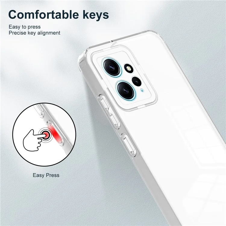 Für Xiaomi Redmi Note 12 4G TPU-Rückenplatte + PC-Rahmen + PC-Kameraringgehäuse 3-in-1-Transparente Abdeckung - Weiß