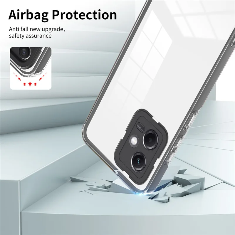 Pour Xiaomi Redmi Note 12 5G (Global) / Poco X5 5G Étui de téléphone TPU PC 3-en-1 Coque transparente avec cadre de caméra PC - Noir