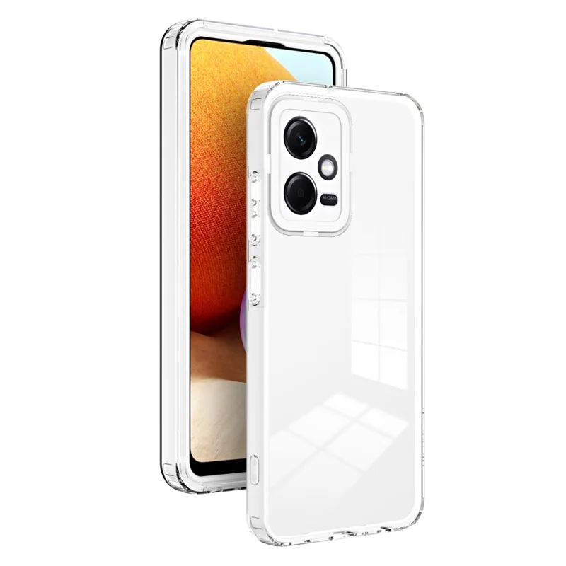 Pour Xiaomi Redmi Note 12 5G (Global) / Poco X5 5G Étui de téléphone en TPU PC 3 en 1 Housse transparente avec cadre d'appareil photo en PC - Blanc