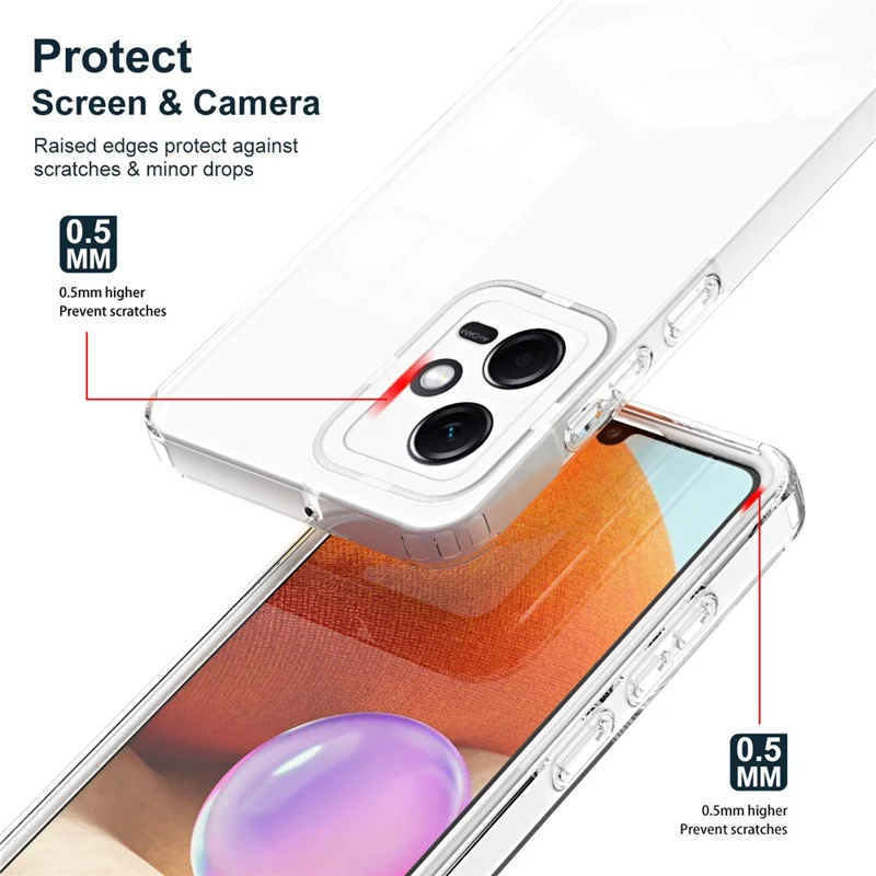 Pour Xiaomi Redmi Note 12 5G (Global) / Poco X5 5G Étui de téléphone en TPU PC 3 en 1 Housse transparente avec cadre d'appareil photo en PC - Blanc