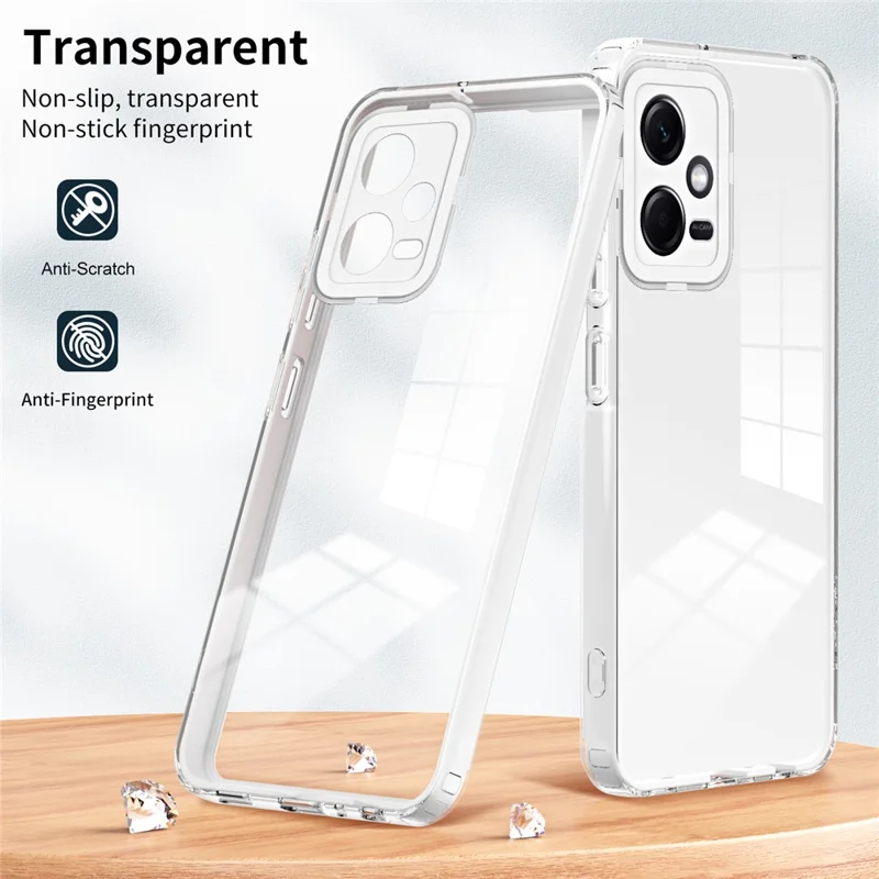 Pour Xiaomi Redmi Note 12 5G (Global) / Poco X5 5G Étui de téléphone en TPU PC 3 en 1 Housse transparente avec cadre d'appareil photo en PC - Blanc