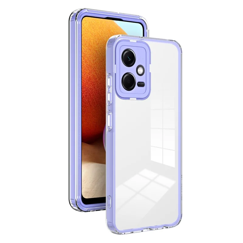 Pour Xiaomi Redmi Note 12 5G (Global) / Poco X5 5G Étui de téléphone en TPU PC 3-en-1 Coque transparente avec cadre d'appareil photo en PC - Violet