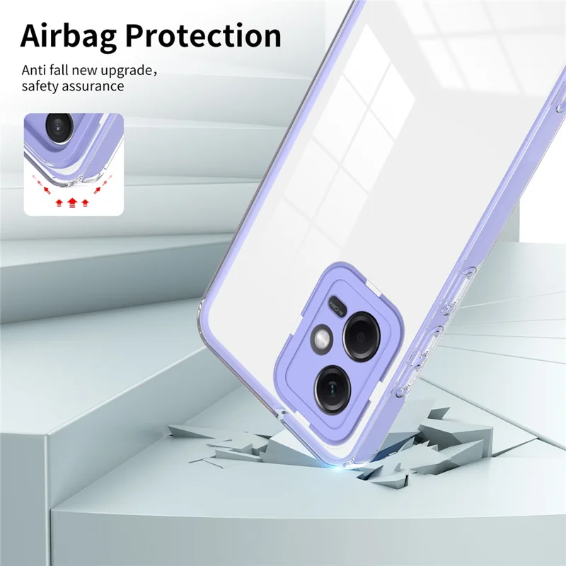 Pour Xiaomi Redmi Note 12 5G (Global) / Poco X5 5G Étui de téléphone en TPU PC 3-en-1 Coque transparente avec cadre d'appareil photo en PC - Violet